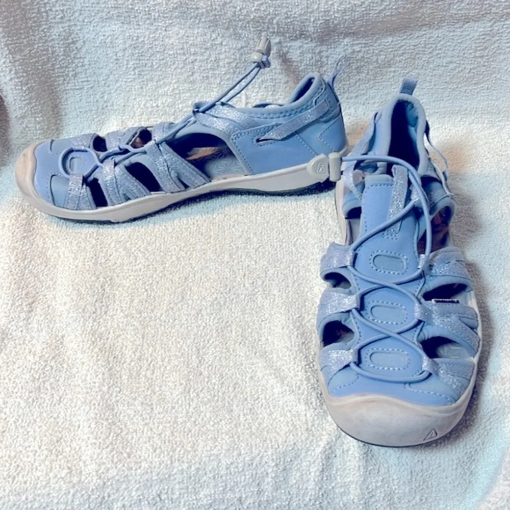 NWOT Keen girls Seacamp ll baby blue glitter sandals in size 3